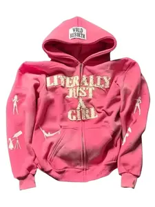 American-Style Y2K Hip-Hop Letter 3D Printed Graphic Hooded Sweatshirt Casual Street Style Men's & Women's Loose Zipper Pullover Top 100% Polyester Long Sleeve Stylish