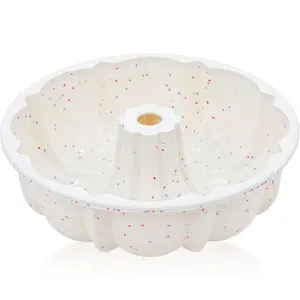 9.6" Silicone Fluted Tube Cake Pans with Metal Reinforced Frame, Pound Cake Pan Mold, BPA Free Silicone Cupcake Mold for Cake, Bread, Jello, Gelatin, Flan