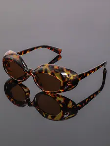 New Oval Frame Unique Fashion Glasses, Leopard Pattern Sunglasses, Fashionable Frames Sunglasses, Trendy Hip Hop Style, Unisex Simple Versatile Daily Casual Wear Decorative Eyewear