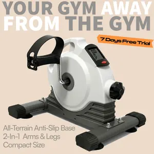 ELEVANTA Whisper Quiet Under Desk Bike Pedal Exerciser, 2-in-1 Arm/Leg Mini Cycle with Ultra-Light 9.9lbs Portable, Anti-Slip Base Suction Cups Grip Pads, LCD Display for Home Office WFH Workout