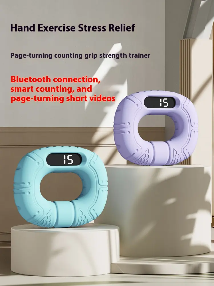Smart Silicone Grip Strength Training Gripper Ring for Fitness Enthusiasts - Bluetooth-Connected, Smart Counting, Video Page-Turning Functionality, Page Turning Videos, Bluetooth Connection, Home Gym, Hand Training, Unisex, Finger Strength, Ring Shape