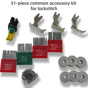 51pcs Universal Lockstitch Sewing Machine Kit, Teflon Narrow Slot Presser Foot, Nt-18, Tcr1/16n, T36ln, 4 Packs Needles, 6 Bobbins