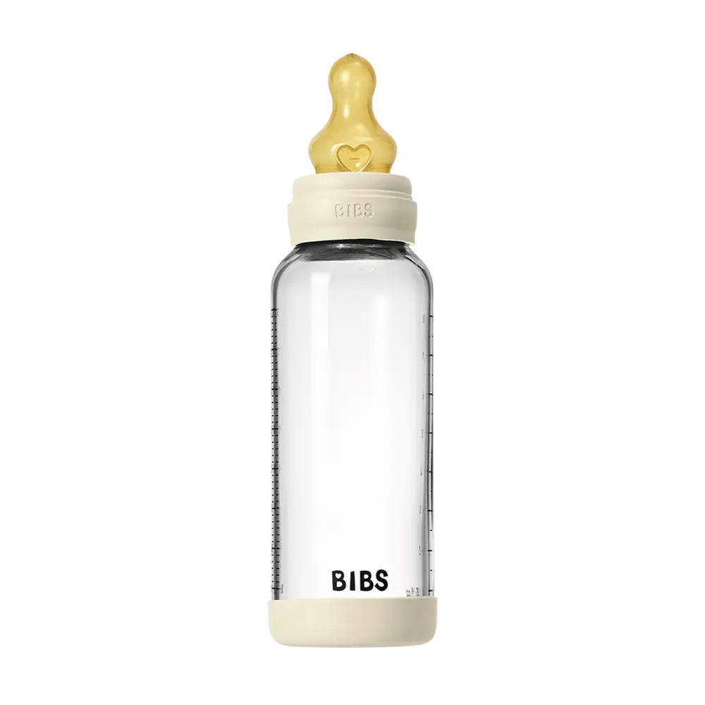 BIBS Baby Anti Colic Glass Bottle Set 8oz with Natural Rubber Latex - Ivory