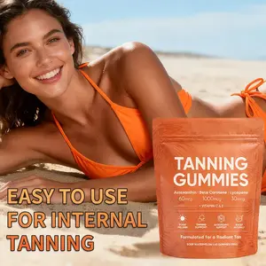 Oral Self-Tan Gummies for Women, Men - Sun-Free Melanin Supplement with Beta Carotene, Astaxanthin, Lycopene, Niacinamide - Fast-Acting Tanning Pill Alternative