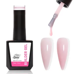 GELLAKTIK Builder Gel for Nails, 15ml 7 in 1 Builder Gel Nail Polish, LED Lamp Cured for Clear Rubber Base & Strengthener Extensions, Thickening, Repair, Salon-Quality DIY Manicure (Pink)