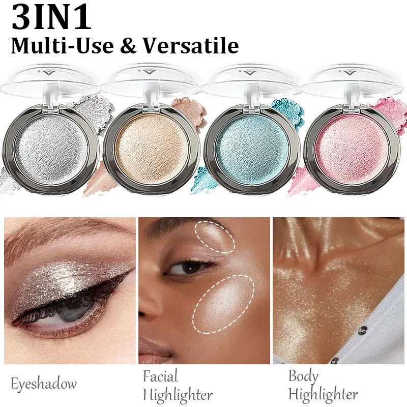 4-Piece Multichrome Body Glitter: 3-in-1 for Face, Eye & Body | Buildable Waterproof Shimmer | Sweat- and Smudge-Resistant | Festive NYE Sparklee Proof, High Coverage | For Festival, Wedding, Night Party | Elegant Holiday Gift Set ！