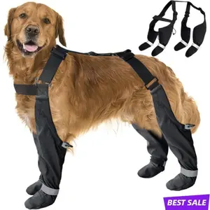 PuppyDog Waterproof Harness Boots - Non-Slip Reflective Paw Protectors With Leg Straps For Walking & Hiking