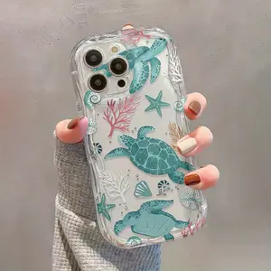 A creative turtle swimming design phone case, compatible with iPhone 17/16/15/14/13/12/11/X/XS/XS Max, featuring an ocean pattern and a fresh, minimalist style. It is the perfect Christmas gift for friends, family, or yourself.