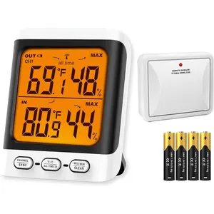 Indoor Outdoor Thermometer , 500 ft Outside Thermometer with Cold-Resistant Sensor, Outdoor Thermometer  for Patio with 3.3" LCD Backlit Display (Previously )