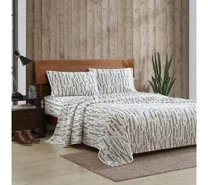 Eddie Bauer Ski Line White Cotton King Sheet Set