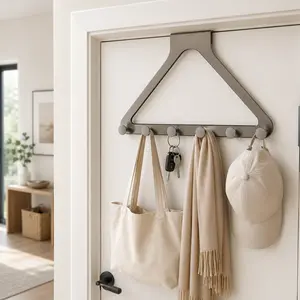 Over the Door Hook Hanger, No Drill Door Organizer for Coats, Bags, Hats, Towels, Space Saving Bedroom Bathroom Closet Hooks，door storage，coat hook