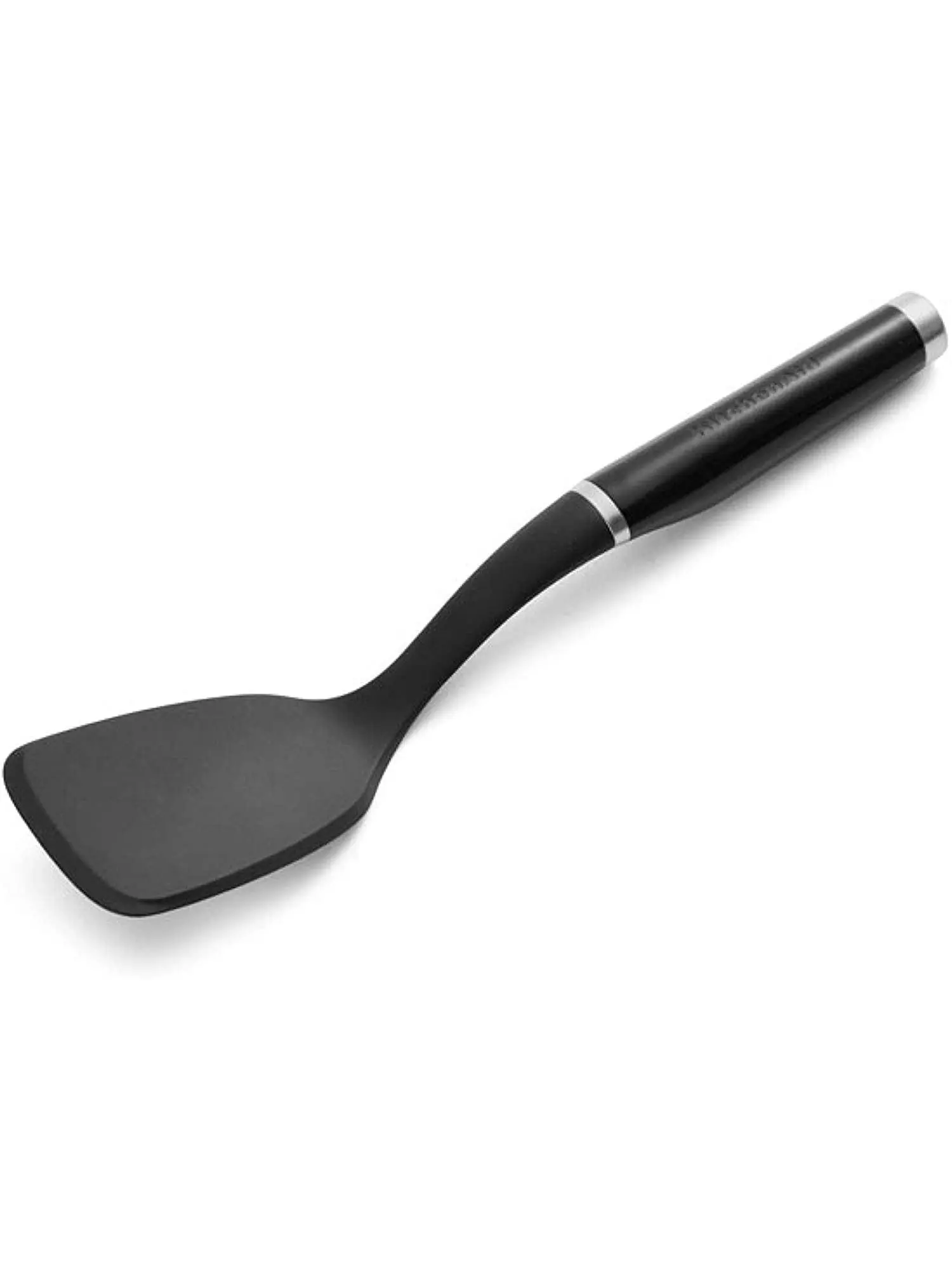 KitchenAid Solid Heat-Resistant Cooking Turner - 3.5x8.5 in, Black ABS & Nylon Construction, Nylon Plastic Paddle-Style Safe Scraper Kitchen Utensil, Nylon Plastic Cooking Turners