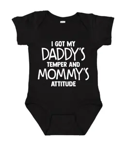 Daddy's Temper Mommy's Attitude Onesie, Pregnancy Announcement Gift, Cotton Baby Clothes, Funny Bodysuit, Baby item