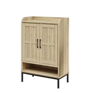 Shoe Cabinet With 2 Doors,5-Tier Farmhouse Shoe Cabinetwith 3 Adjustable Shelves ,41.5" Tall Shoes RackOrganizer Cabinet for Entryway,Bedroom,living room Wooden