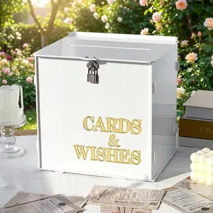 White Wedding Card Box with Lock,   Card Box for Party with  Letters, Large Wedding Card Boxes for Reception, Elegant Wedding Memory Box  Box for Graduation Birthday Engagement