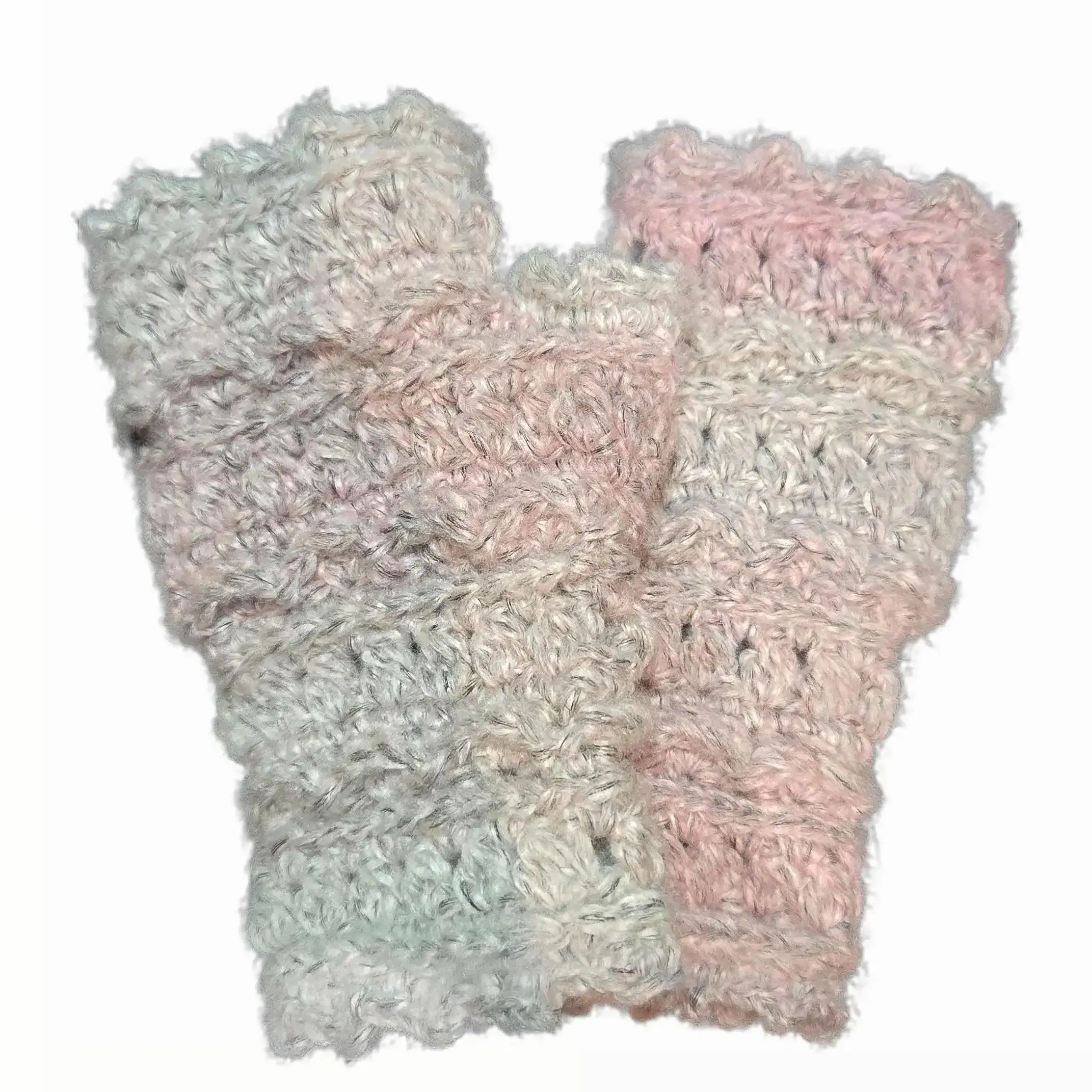 Cozy Cakes Fingerless Glove Hand Warmers Crochet in Soft Pastel Colors for Cozy Winter Wear