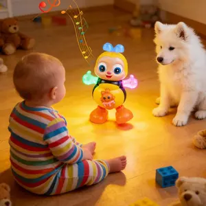 Dancing Bee Toy with Music LED Lights Musical Light Up Walking Twisting Body Interactive Preschool Sensory Learning Toy for Toddlers abejita chiquitita de plim decoración dancing bee toy bee toys for babies toys baby toys kids toys