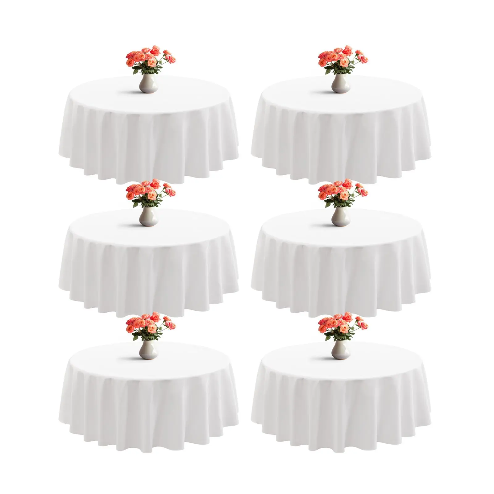 EMBER 6/12-Pack 60" White Round Tablecloths | Fits 20-42" Tables | Washable Polyester Covers for Party, Wedding & Buffet Dining Minimalist