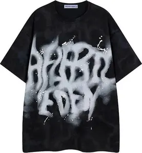 Aelfric Eden Mens Graphic Washed Tee Shirts Oversized Baggy Loose Cotton T-Shirt Streetwear Casual Summer Y2k Shirt