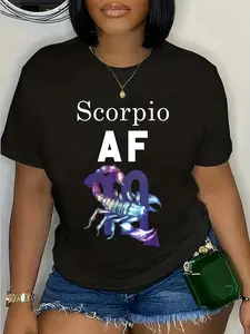 Lady's 100% Cotton Short-Sleeve Casual Graphic T-Shirt, Everyday Wear for Scorpio Zodiac Sign Birthday