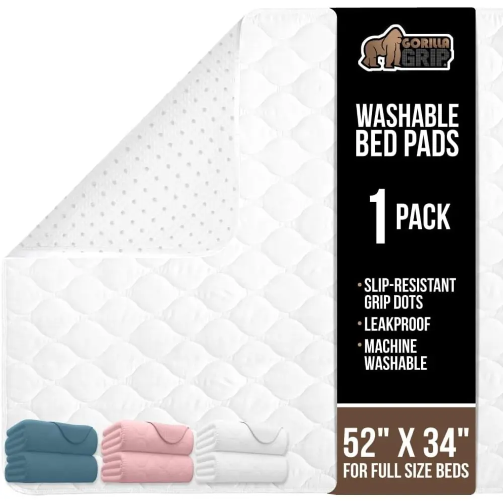 Home Supplies White Quilted Cotton Incontinence Bed Pad (52x34in) - 4 Layer Design, Waterproofing, Non-Slip, Heavy-Absorbency, Moisture-Locking, Machine Washable, Confidence in Textiles Label, Leak-Proof Edge, FSA/HSA Eligible, Adult Mattress Protector