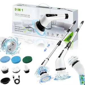 Upgraded Cordless Electric Spin Scrubber Kit (LED Edition) – Summervibes, 9 Replace Brushes, 3 Adjustable Extension Handle, Dual-Speed, IPX7 Waterproof, Multi-Purpose for Bathroom, Kitchen, Toilet (2026 Household Cleaning Appliance)