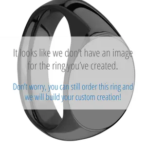 Medium Horizontal Oval signet ring (16x13mm) in Zirconium, with a Wide style band and a Rutgers Rutgers Wordmark Rev engraving.