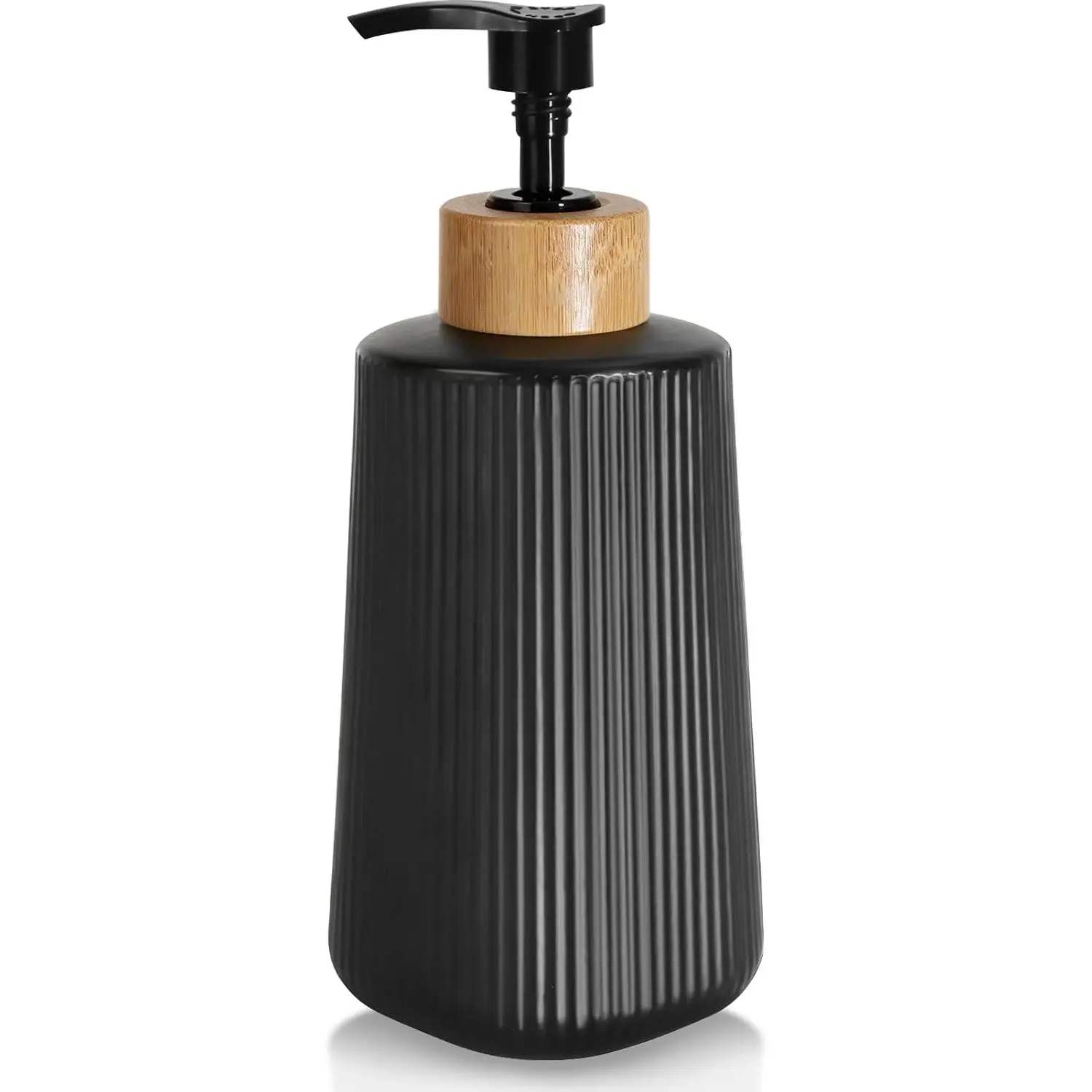 Glass Soap Dispenser, Thickened Glass Hand Soap Dispenser for Bathroom, Kitchen Dish Washing Liquid Bottles, Shampoo and Conditioner Bottles, Modern Farmhouse Style, (Black, Set of 1, 12oz)