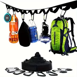 Portable Tent Storage Hanging Rope, Camping Hanging Rope with Buckles, Carabiners, Tent Storage Hanging Rope Set, Camping & Hiking Equipment Gear, Camping Accessories