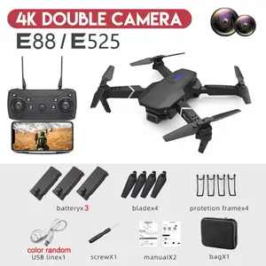 E88Pro GPS RC Drone, 4K HD Video 1080P Wide Angle Camera, Foldable Quadcopter, Folding Compact Helicopter, 3 Batteries, WIFI FPV, Height Hold, 2024 Model Gift Toy