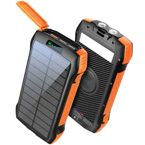 citicr Solar Power Bank, PD20W QC3.0 Fast Charging 10W Wireless Charger 40000mAh Solar Powered Powerbank with Type C Input/Output, 5 output ports for efficient charging，IP67 Waterproof, anti-fall，Camping Flashlight。 Suitable for outdoor activities, etc