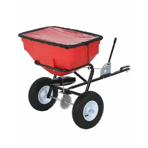Tow Behind Broadcast Spreader, 130LBS Universal Hooks Tow/Push Garden Spreader for UTV, ATV, 30 Adjustable Settings, 9.8 ft Spreading Width, Lawn Spreader for Seed, Fertilizer, Salt, Ice Melt