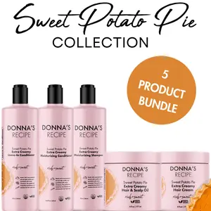 Donna's Recipe Sweet Potato Pie Collection 5-Product Bundle - Moisturizing Shampoo, Conditioner, Leave-In, Oil, & Cream for Natural & Chemically-Treated Hair Haircare Cleanser