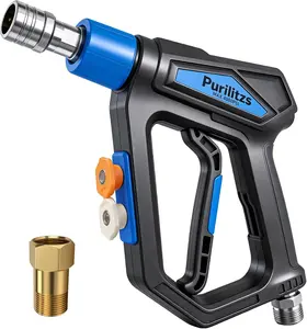 Purilitzs  Pressure Washer Gun 4000PSI M22 14/15MM Inlet, Stubby Short Power Washing Gun with 1/4'' Quick Connect for Foam Cannon, Homework Cleaning & Car Wash