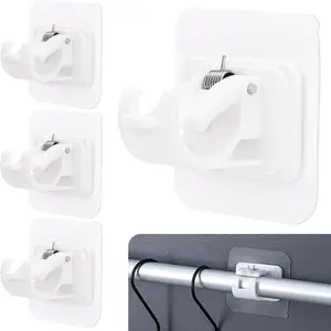 4/8pcs Curtain Rod Holder, Self-adhesive Curtain Rod Holder No Drilling Needed, Multipurpose Nail Free Stick on Curtain Rod Hooks, Kitchen Bathroom Hotel Curtain Hook Home Decoration
