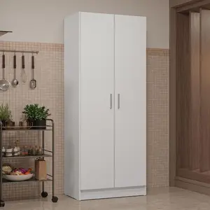 Madesa Kitchen Pantry Storage Cabinet 2 Doors with 5 Utility Shelves 23" L Wooden Organization Unit for Kitchen - White