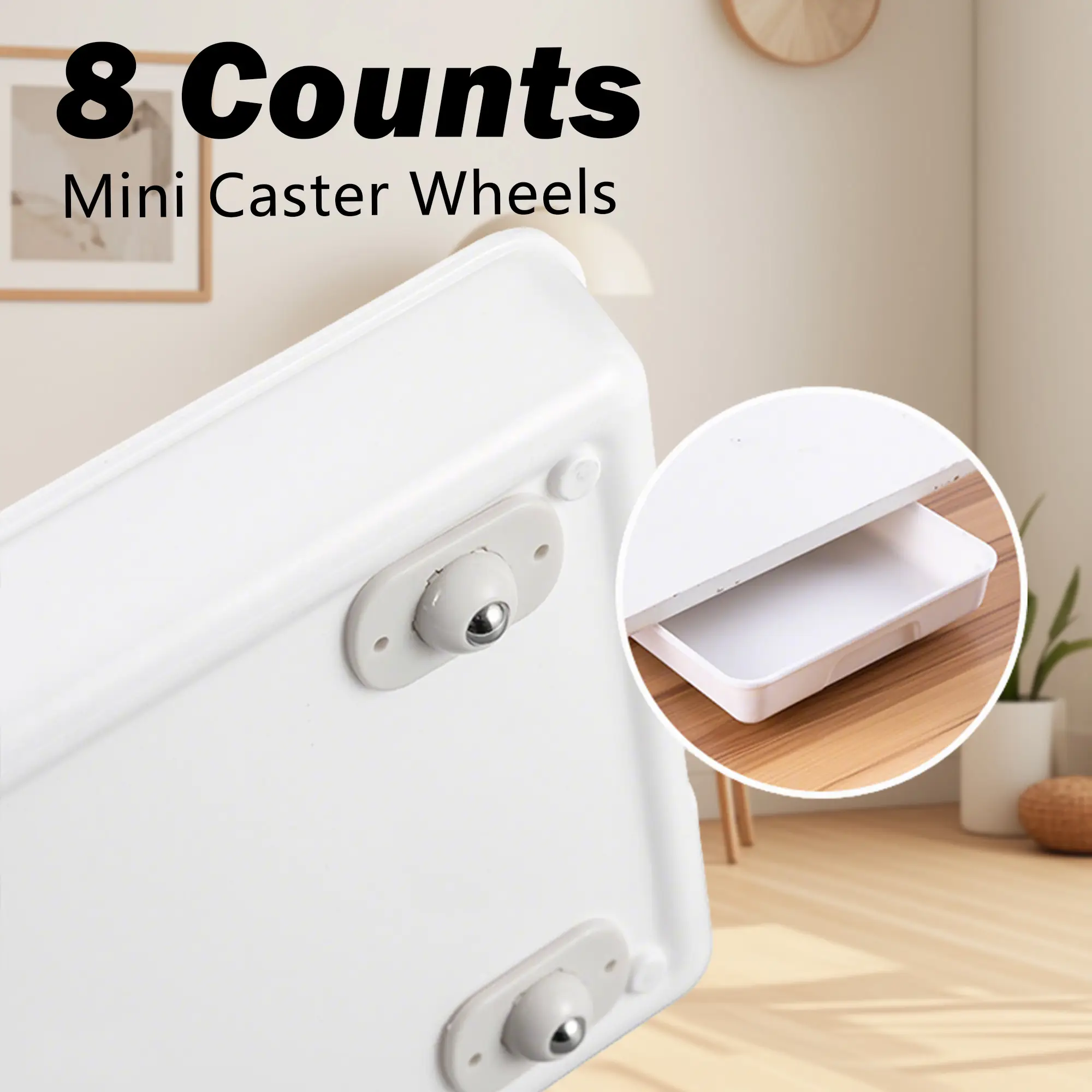 8 Counts Self Adhesive Caster Wheels, Mini Universal Wheel for Kitchen Appliances, 360° Swivel Appliance Roller Casters, Appliance Slider, Adhesive Pu