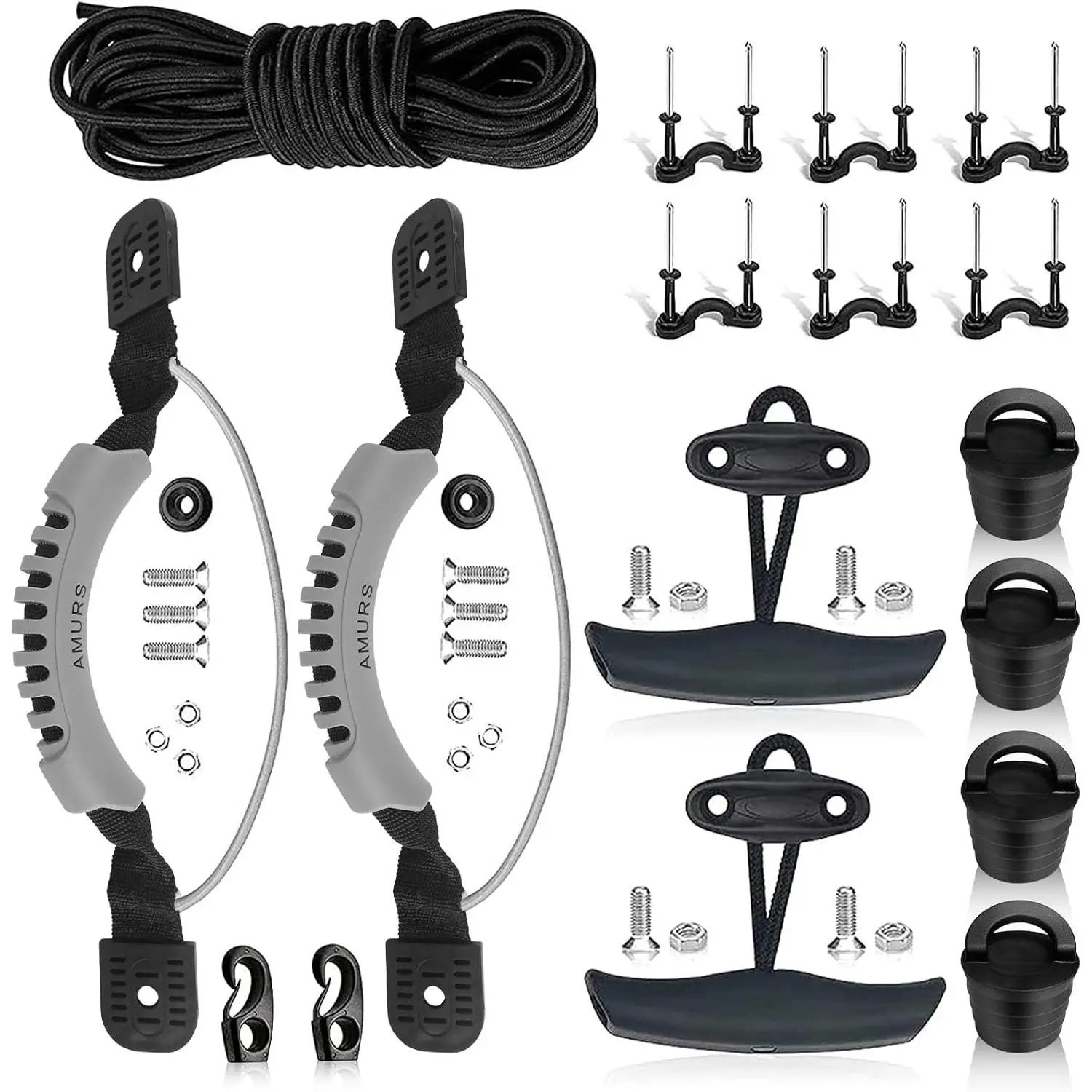 Kayak Carry Handles Kayak Accessory Kayak Scupper Plug kayak handles replacement and T-Handle with 8  Bungee Cord Tri-Grip Rivet Pad Eyes Kit Kayak  for Lifetime,,Emotion Canoe Boat