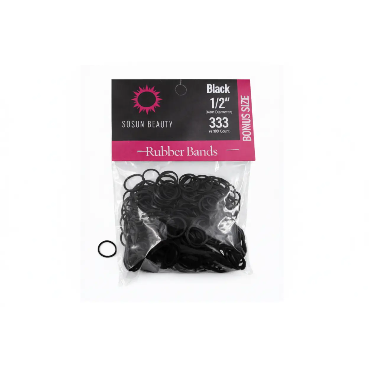 Sosun Beauty 333-Count 1/2 In Slim Elastic Hair Ties, Bulk Tangle-Free Elastic Tie Bands, Casual Rubber Bands for Daily Hair Styling, Elastic Tie Band
