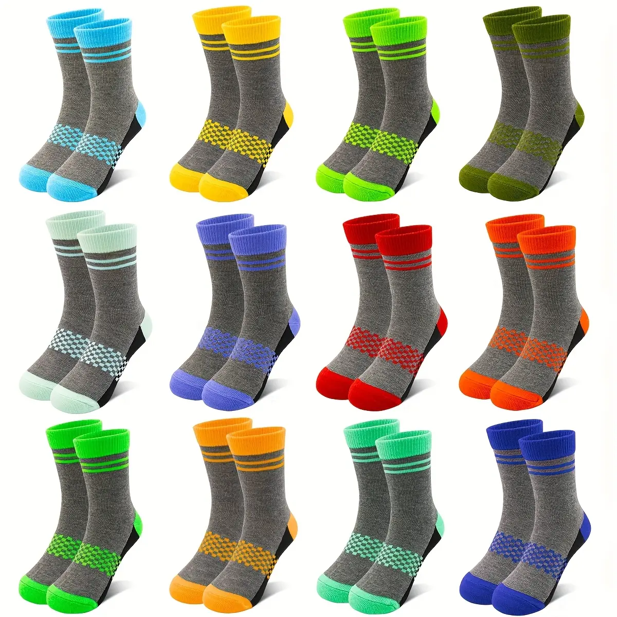 TPHON 12 Pairs Toddler Socks Boys Crew Socks Kids Athletic Sock Colorful for Boys Girls 2-14 Years soft comfy sock newborn infant kid sock Clothing Clothes