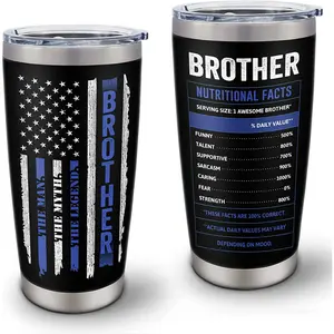 Gifts for Brother Tumbler, Brother Birthday Gifts, Brother Gifts from Sister, Best Gift Idea for Brother Men Him, Funny Brother Gift From Brother Sister, Brother American Flag Gift Coffee Cup 20oz