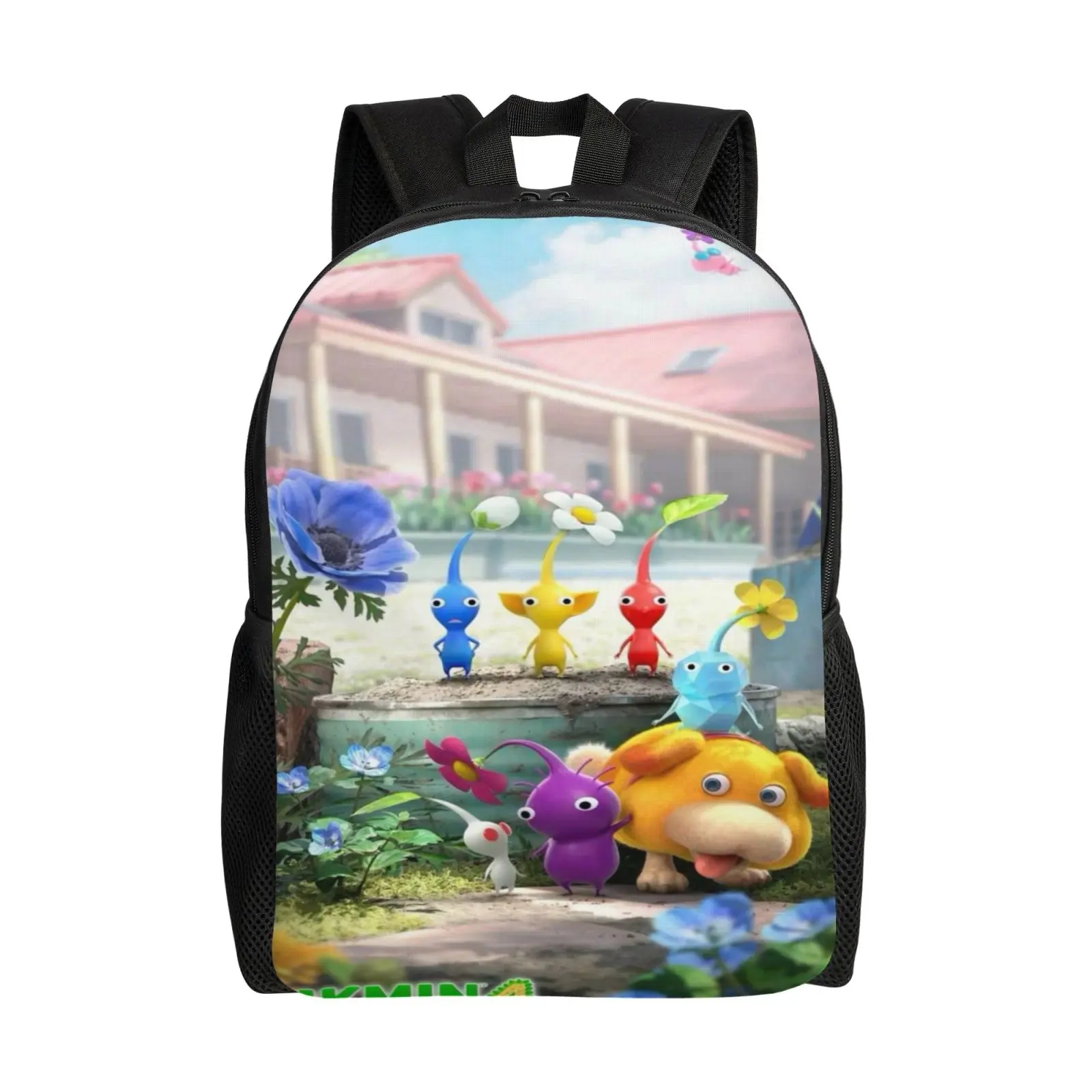 Pikmin Backpack Student School Bag Outdoor Fashion 17 Inch Laptop Travel Rucksack Lightweight Water-Resistant Durable for Boys Girls Men and Women Ideal Gift