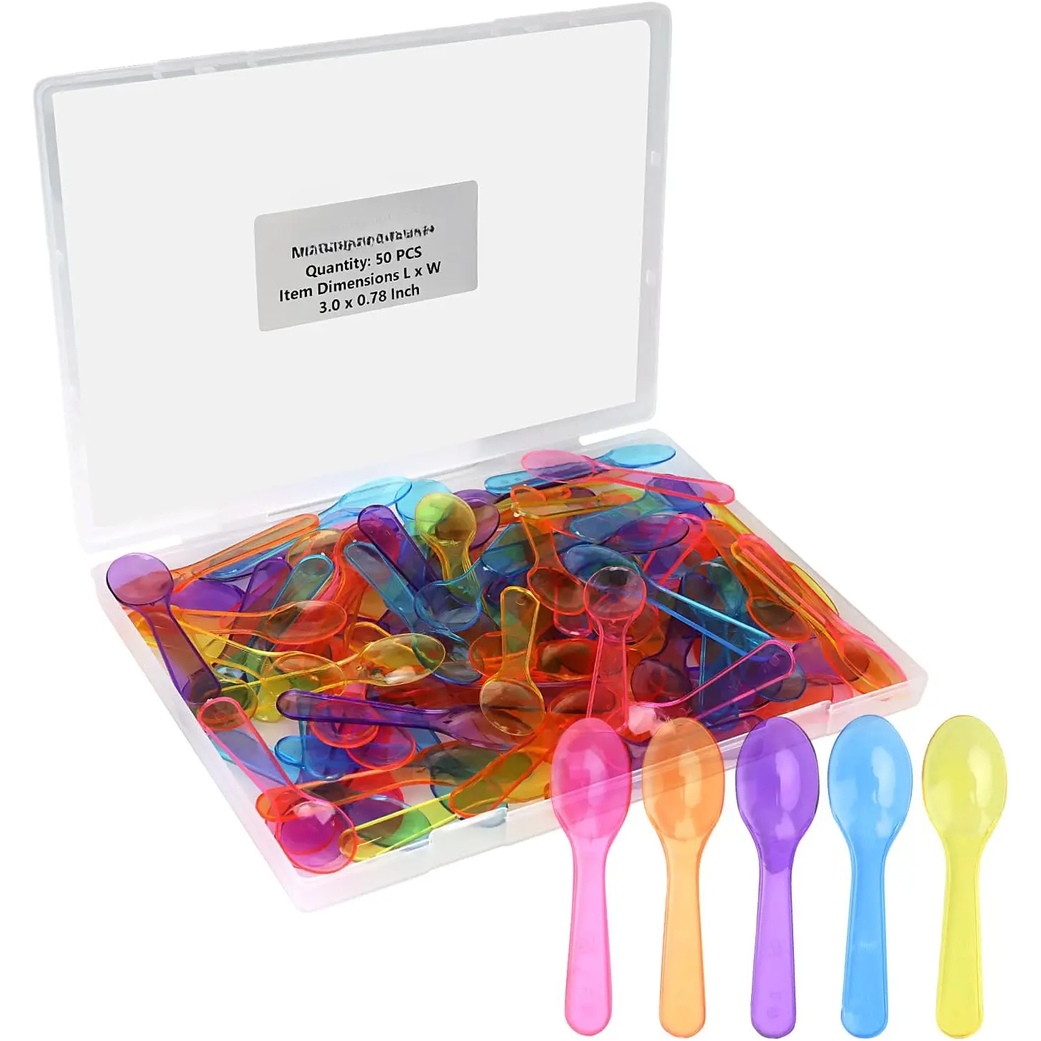 3" Mini Tasting Spoons Colored Disposables Small Taster Spoon,  Dessert Spoon Assorted Ice Cream Spoons Multi-Color (1 Pack of 50 count)