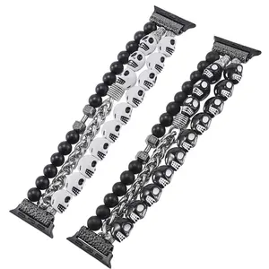 Skeleton Head Elastic Band Bracelet, Stainless Steel Replacement Watch Band for iWatch Series SE Series 10 9 8 7 Ultra 6 5 4 3 2 1, Smart Watch Accessories