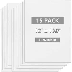 15 Pack White  Board for Projects, 12 x 16.5Inch  Core Baking Board Mat Board Center, 3/16Inch Thick Polystyrene  Sheet for School, Presentation, Signage & Art Crafting