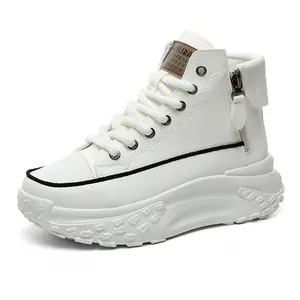 Ubetif Ladies' And Ankle Boots, Casual Shoes With Zipper Design, High Cut Thick Sole, Versatile And Comfortable, Student Shoes.Fashion Trendy Versatile Solid Color High-Top Women's Shoes, Casual Comfortable Thick-Soled Women's Shoes