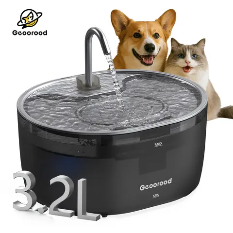 Geoorood 304 Steel Top Automatic Cat Water Fountain - 3.2L Feeder, Faucet & Fountain Dual Flow Modes, 30-Day Leak-Free, BPA-Free ABS Tank, 25dB Quiet, USB Powered, 7+ Days Capacity, 60s No-Tool Setup, Easy-to-Clean for Multi-Cat Homes #Familyfun