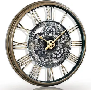 AYRELY 24IN Large Decorative Wall Clock - Oversized 3D Steampunk Roman Numeral Big Wall Clock, Vintage Industrial Steampunk Large Wall Clock for Living Room Décor