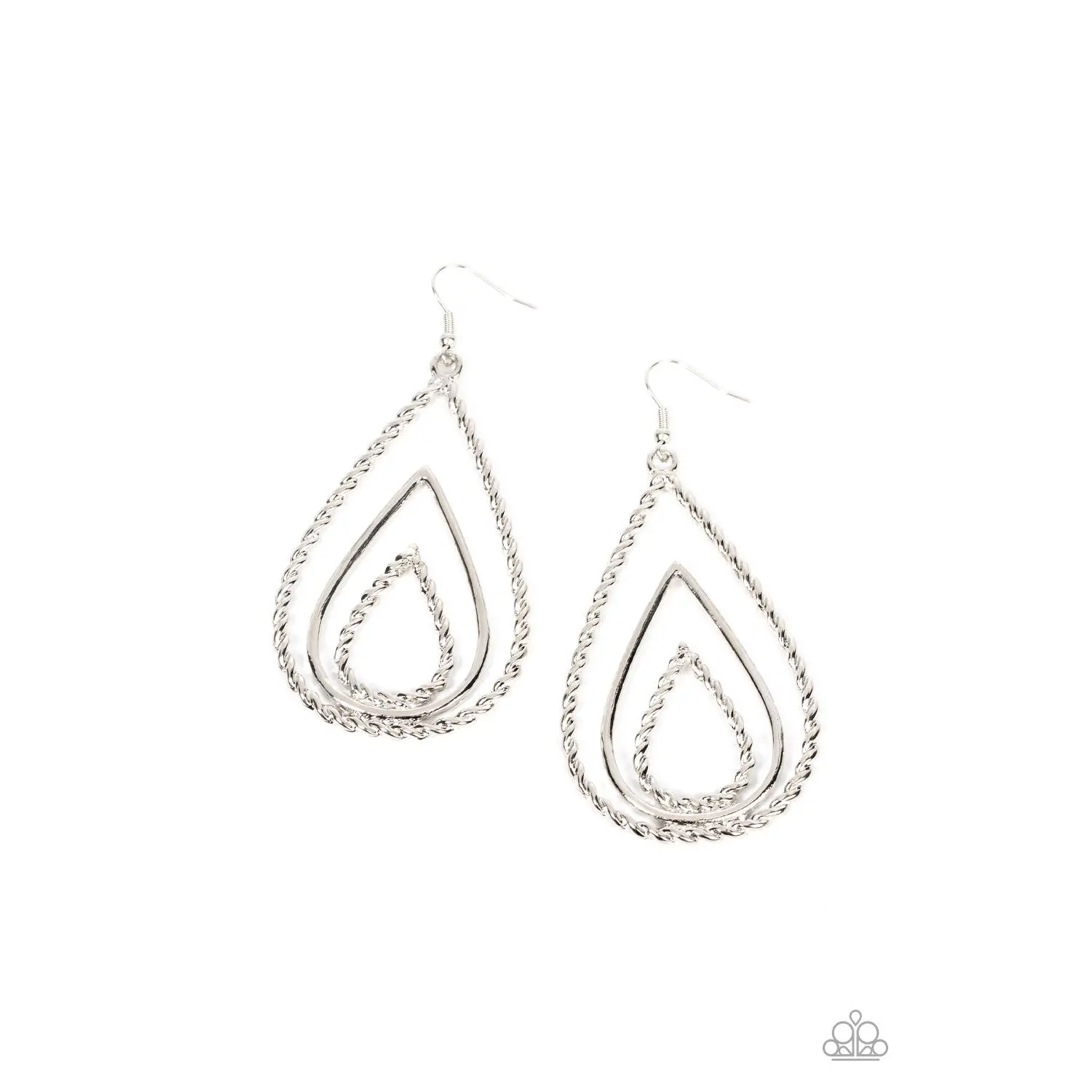 Tastefully Twisty - Silver Twisted Teardrop Earrings - Paparazzi