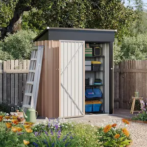 [with base】Aoxun 5x3 FT Outdoor Storage Shed - Metal Garden Shed with Base, Waterproof Garden Tool Shed with Lockable Doors, Perfect for Backyard, Patio, Poolside
